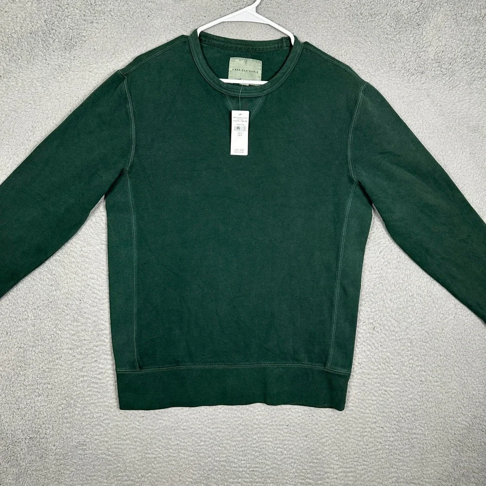 NEW American Eagle Sweatshirt Mens Small Super Soft Green Crewneck Knit Pullover